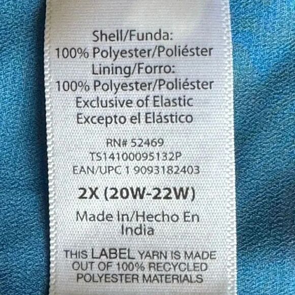 Terra & Sky Women’s Smocked Chiffon Floral Bohemian Blouse Plus Size 2X # 1861 - Picture 16 of 16